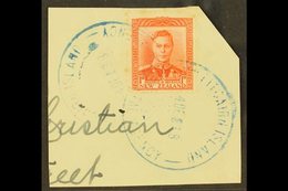 1938 1d Scarlet KGVI Of New Zealand, On Piece Tied By Fine Full "PITCAIRN ISLAND" Cds Cancels Of 4 DE 38, SG Z59. For Mo - Pitcairninsel