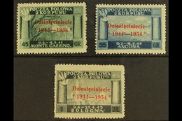 POLISH ARMY IN ITALY LONDON GOVERNMENT 1954 "Dziesieciolecie" Overprints On Vermilion Complete Set, Sassone 7/9, Fine Mi - Other & Unclassified