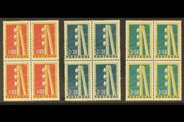 1955 Centenary Of Telegraph System Complete Set (SG 1131/33, Michel 844/46), Fine Mint BLOCKS Of 4, Two Stamps In Each B - Autres & Non Classés