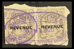 REVENUE STAMPS 1907 "REVENUE" Overprinted £10 Lilac, Barefoot 22, Horiz Pair Fine Used With Violet Oval Cancel. For More - Other & Unclassified