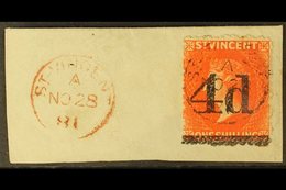 1881 4d On 1s Bright Vermilion, SG 35, Very Fine Used On Piece Cancelled By Superb DATE OF ISSUE 28 Nov 1881 Cds With An - St.Vincent (...-1979)