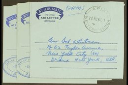 OFFICIAL AEROGRAMMES. 1961-1964 Used Group Of Different Stampless Official Air Letter Sheets Addressed To USA (Kessler 2 - Samoa