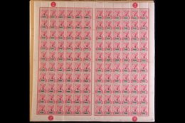 1893 2c On 4c Carmine And Green, SG 15, A Rare Sheet Of 120 Stamps (lower Left And Right Panes Of Sixty), Fine Never Hin - Seychellen (...-1976)