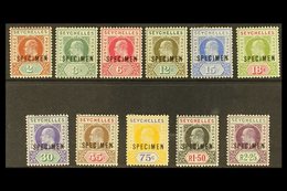 1903 Complete Set, Overprinted SPECIMEN", SG 46/56s, Fine Mint, The 1r.50 Showing The "slotted Frame" Variety. (11 Stamp - Seychellen (...-1976)