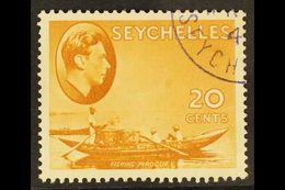 1938-49 20c Brown-ochre Chalky Paper 'HANDKERCHIEF' FLAW Variety, SG 140ab, Superb Cds Used, Very Fresh. For More Images - Seychelles (...-1976)