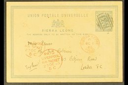 1883 (Oct) 1½d Postal Card To London, Cancelled B31, Red Sierra Leone Paid Cds Alongside, Liverpool Br. Packet Cds's At  - Sierra Leone (...-1960)