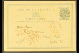 1883 (Oct) 1½d Postal Card To London, Cancelled B31, Red Sierra Leone Paid Cds Alongside, Liverpool Br. Packet Cds's At  - Sierra Leona (...-1960)