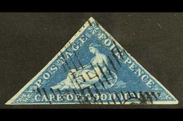 CAPE OF GOOD HOPE 1853 4d Deep Blue On Deeply Blued Paper Triangular, SG 2, Very Fine Used With 3 Good Full Margins & Cr - Non Classés