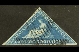 CAPE OF GOOD HOPE 1853 4d Deep Blue On Deeply Blued Paper Triangular, SG 2, Very Fine Used With 3 Good Full Margins & Cr - Ohne Zuordnung