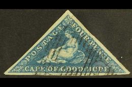 CAPE OF GOOD HOPE 1853 4d Deep Blue On Deeply Blued Paper Triangular, SG 2, Very Fine Used With 3 Large Margins & Crisp  - Non Classés