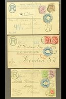 ORANGE RIVER COLONY 1906-1908 Three Used Postal Stationery 4d Registered Envelopes Addressed To England, Germany & Nethe - Ohne Zuordnung