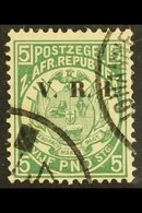 TRANSVAAL 1900 £5 Deep Green Opt'd "V.R.I.", SG 237, Very Fine Used. Very Scarce, Bears Part Jo'burg Broken Inner Circle - Non Classés