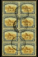 1927-30 1s Brown & Deep Blue, Perf 14x13½, BLOCK OF EIGHT (2x4), SG 36a, Some Light Staining, Otherwise Fine Used With " - Unclassified