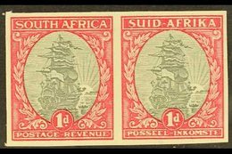1933-38 1d Grey & Carmine Ship, IMPERFORATE PAIR (wmk Inverted), SG 56a, Never Hinged Mint. Very Fine. For More Images,  - Unclassified