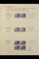 1940 - 1951 3d BLUE "GROOT SCHUUR" ISSUES Well Written Up Collection Of Mint And Used Stamps With Pairs, Blocks, Plate B - Unclassified