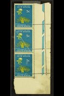 1962-74 5c Orange Yellow & Greenish Blue, SG B244, Vertical Strip Of 3 From Lower Right Pane Quarter, Badly Misperforate - Ohne Zuordnung
