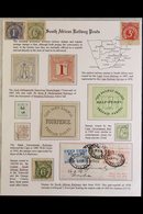LOCAL RAILWAY PARCEL STAMPS. An Attractive Collection Written Up On A Page, Includes ZASM (Transvaal) 1887 6d Mint, Beir - Unclassified