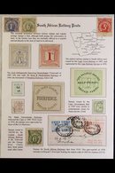 LOCAL RAILWAY PARCEL STAMPS. An Attractive Collection Written Up On A Page, Includes ZASM (Transvaal) 1887 6d Mint, Beir - Non Classés