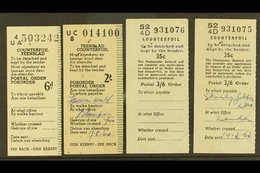 POSTAL ORDER COUNTERFOILS Group Incl. Two Union Type 6d & 2s Values With "Ramsgate" 9.8.60 C.d.s. On Reverse And GB Type - Unclassified