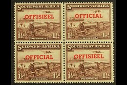 OFFICIAL 1951-2 1½d TRANSPOSED OVERPRINTS In A Block Of Four, SG O25a, Top Pair Lightly Hinged, Lower Pair Never Hinged  - Afrique Du Sud-Ouest (1923-1990)