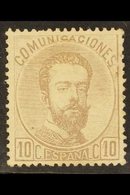 1872-73 10c Deep Lilac King Amadeo, Type I, Perf 14, SG 196 Or Michel 113, Very Fine Unused Without Gum For More Images, - Other & Unclassified