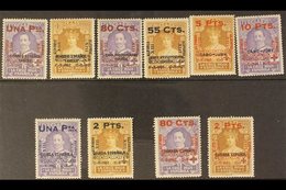 1927 25th Anniv Of Coronation / Red Cross Ovpts On Spanish Offices, SG 460/9, Very Fine And Fresh Mint (10 Stamps) For M - Other & Unclassified
