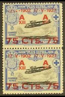 1927 75c On 10c Air Vertical PAIR ONE WITH DAMAGED TO "17 - V", Never Hinged Mint. For More Images, Please Visit Http:// - Sonstige & Ohne Zuordnung