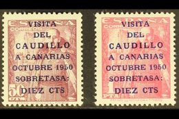 1951 General Franco's Canary Island Visit Overprints With "Caudillo" 16½mm Long (SG 1149A/50A, Michel 985/86, Edifil 108 - Other & Unclassified