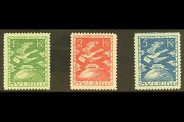 1924 UPU ANNIVERSARY TOP VALUES. Carrier Pigeon 1k Green, 2k Rose Red & 5k Blue, Mi 171w/73w, SG 173/75, Facit 223/25, H - Andere & Zonder Classificatie