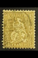 1862-4 1f Bronze-gold, Perf.11½, Impressed Watermark, Zumstein 36a, SG 60, Very Fine Used. For More Images, Please Visit - Andere & Zonder Classificatie