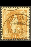 1905-07 3f Bistre-brown Standing Helvetia Perf 11½x11 (SG 206, Michel 80 C, Zumstein 92A), Fine Used With Fully Dated "Z - Otros & Sin Clasificación
