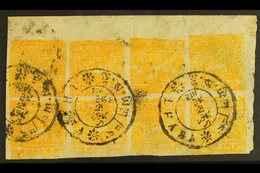 1933 ½t Orange, Imperf, SG 9B, Used Block Of 8, Fine Used. Full Margins To 3 Sides, A Little Wear To The Bottom Edge. Sc - Tibet