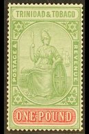 1921-22 £1 Green And Carmine, Wmk Mult Script CA, SG 215, Mint Lightly Hinged Mint. For More Images, Please Visit Http:/ - Trindad & Tobago (...-1961)