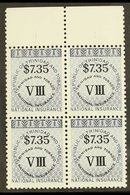 REVENUES NATIONAL INSURANCE 1990 $7.35 Class VIII Error In Dark Blue, Barefoot 14, Never Hinged Mint BLOCK OF 4. For Mor - Trinité & Tobago (...-1961)