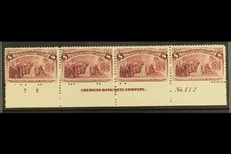 1893 8c Magenta Columbian Expo, SG 241 (Scott 236), Plate Number Strip Of Four With Full Imprint And Letter, Lovely Fres - Other & Unclassified