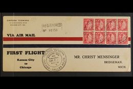1926 (12 May) Kansas City To Chicago First Flight Registered Cover Bearing 1923 24c Carmine Air Stamps BLOCK Of 8 (Scott - Other & Unclassified