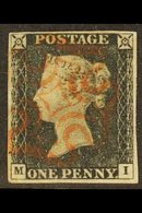 1840 1d Black 'M I' Plate 2, SG 2, Used With 4 Margins & Red MC Cancellation. For More Images, Please Visit Http://www.s - Ohne Zuordnung
