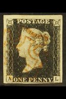 1840 1d Black 'AL' Plate 2, SG 2, Used With 4 Clear To Huge Margins With Red MC Cancellation. An Impressive Stamp. For M - Sin Clasificación