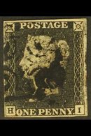 1840 1d Black, Plate 3, SG 2, Check Letters H - I, Used With 4 Close Margins & Black Maltese Cross Cancel For More Image - Unclassified
