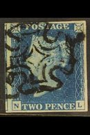 1840 2d Deep Blue 'NL' Plate 2, SG 4, Used With 4 Good / Huge Margins (portion Of Adjoining Stamp At Left), Cancelled By - Other & Unclassified