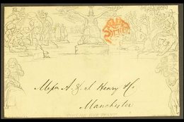 1841 MULREADY ENVELOPE. (Jan 12th) 1d Envelope, (A153) Forme 2, Printed In Black With Red Maltese Cross Cancel To Front, - Other & Unclassified