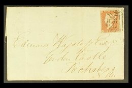 1843 (20 July) EL From Hyde Park Barracks To Fochabers, Scotland Bearing 1d Red- Brown Imperfs With 4 Margins Tied NUMBE - Autres & Non Classés