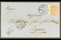 1862-4 4d Pale Red, Plate 3, Small Corner Letters, SG 80, Fine Used On 1863 Cover To France, Manchester Duplex Postmark, - Sonstige & Ohne Zuordnung