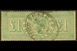 1891 £1 Green, SG 212, Fine Used With Reg. Oval Pmk. Signed Brun. For More Images, Please Visit Http://www.sandafayre.co - Sonstige & Ohne Zuordnung