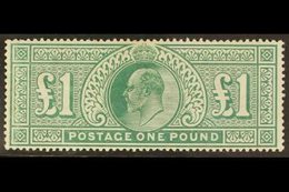 1902 £1 Dull Blue Green, DLR Printing, Ed VII, SG 266, Very Fine Mint. Well Centered, Full Perfs And Lovely Even Colour. - Ohne Zuordnung