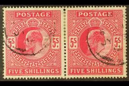 1902-10 5s Bright Carmine, SG 263, Very Fine Cds Used Horizontal PAIR. Fresh & Scarce. (2 Stamps) For More Images, Pleas - Zonder Classificatie