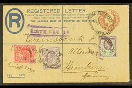 1904 (10 May) 3d Postal Stationery Registered Letter To Germany Uprated With 1d, 1½d & 6d Stamps Tied By "Thogmorton Ave - Unclassified