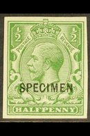 1912-24 ½d Green IMPERF With "SPECIMEN" Type 26 Overprint, SG Spec N14u, Fine Never Hinged Mint. For More Images, Please - Unclassified