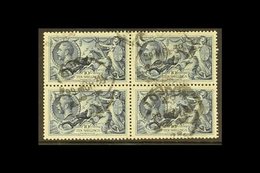 1934 SCARCE SEAHORSE BLOCK OF 4 10s Indigo, Re-engraved Seahorse In A BLOCK OF FOUR, SG 452, Good To Fine Used (4 Stamps - Unclassified