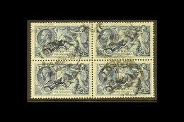 1934 SCARCE SEAHORSE BLOCK OF 4 10s Indigo, Re-engraved Seahorse In A BLOCK OF FOUR, SG 452, Good To Fine Used (4 Stamps - Sin Clasificación